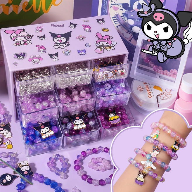 MIVONA DIY 비즈 만들기 세트 팔찌 목걸이 제작 액세서리 공예 재료 풀구성, 1개, 보라색