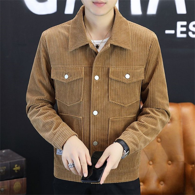 TKX 남성용 코듀로이 자켓 클래식 캐주얼 데일리 포켓 디테일 단추 간절기 아우터