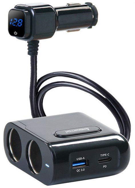 安伯特 智能電壓監控PD QC3.0車充 雙點煙孔 USB-A Type-C 國家認證R37531, 1個, 4口