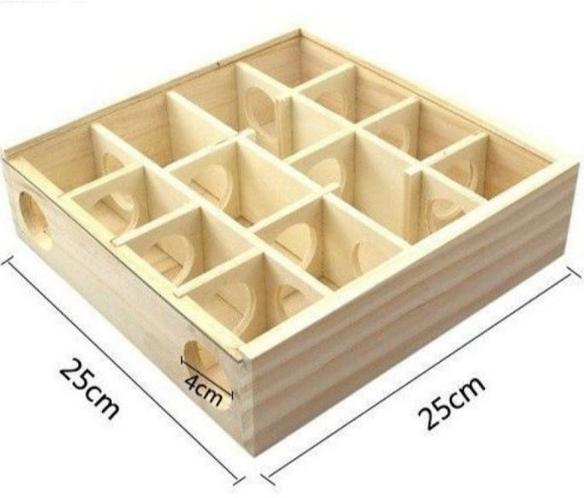 倉鼠迷宮玩具：益智木製遊戲屋 含爬梯食盆 黃金鼠適用, 1個, 大款長正形迷宮(已組裝)