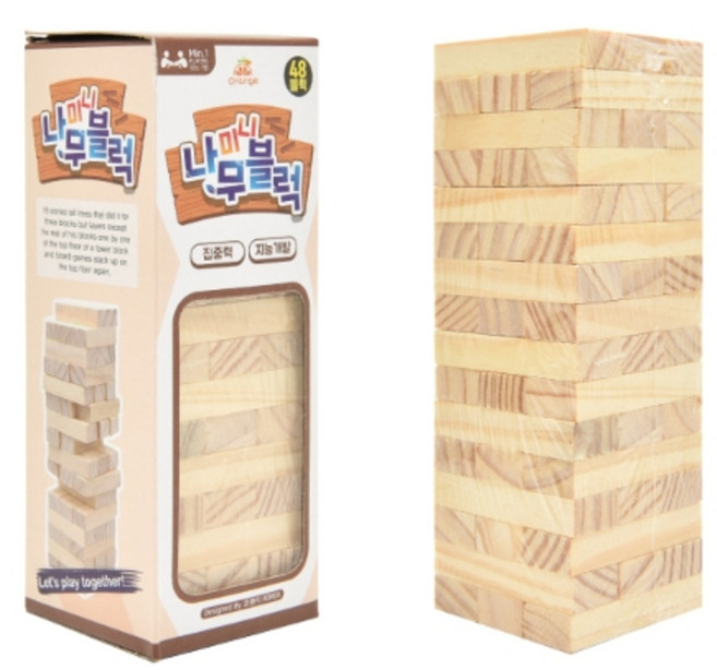 미니 블록 게임 젠가 나무블럭쌓기놀이 단체게임 나무블럭 나무블럭건물 재밌는보드게임, 1개