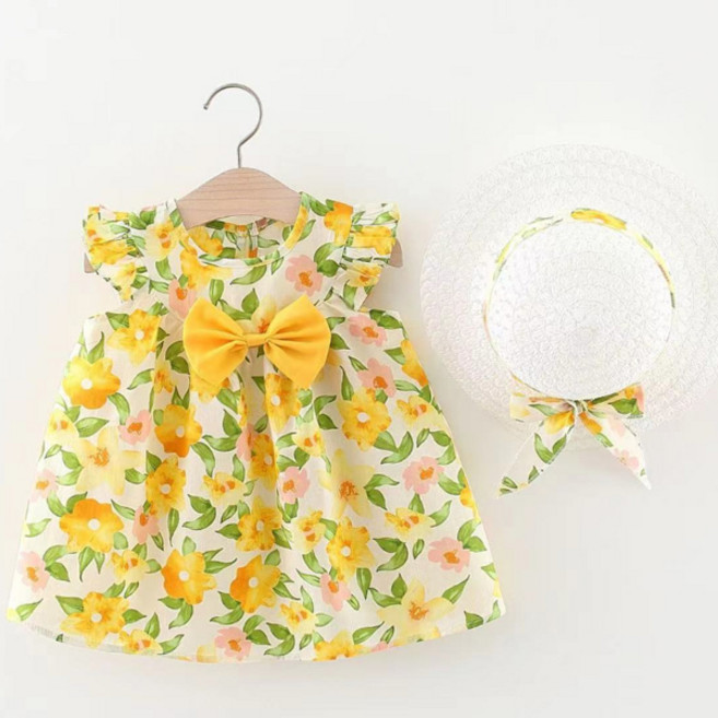 몽실이 플라워 프릴 원피스 모자세트 여아 여름 외출복 드레스