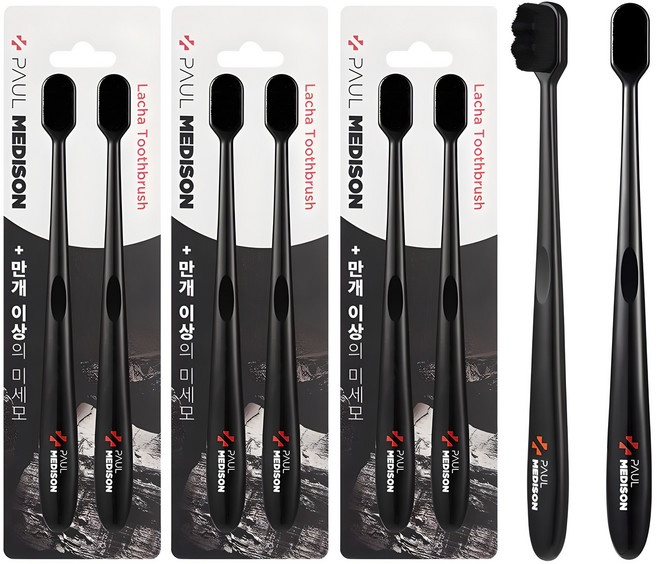 폴메디슨 초미세 1만모 블랙 라차칫솔, 2개입, 3세트