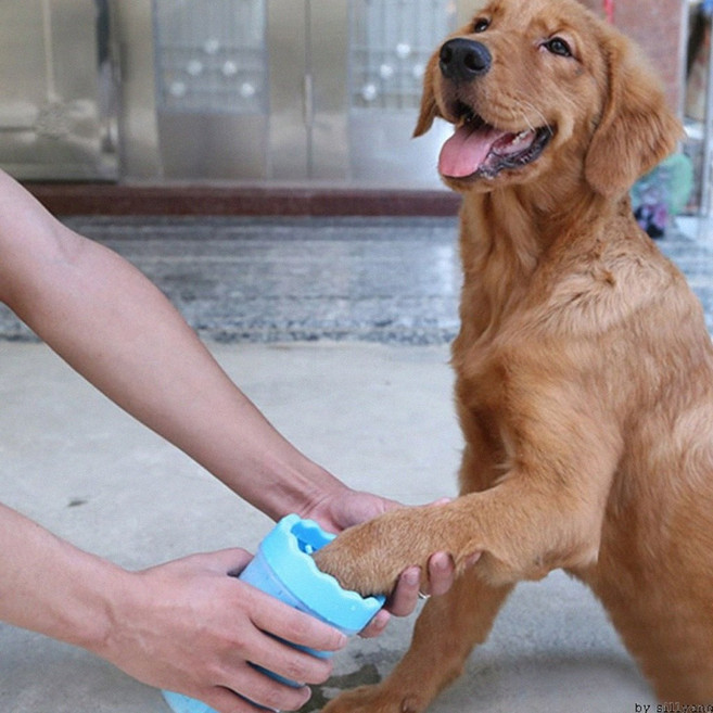 강아지 산책 발세척기 반려견 애견 고양이 실리콘 발씻기 브러쉬 통, 1개, jyyc 애견발씻기 핑크_대형