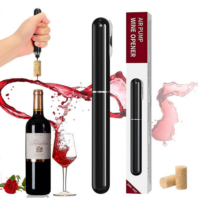 와인 에어펌프 오프너 호일커터 코르크따개 소믈리에나이프, 레드, 레드, 1개