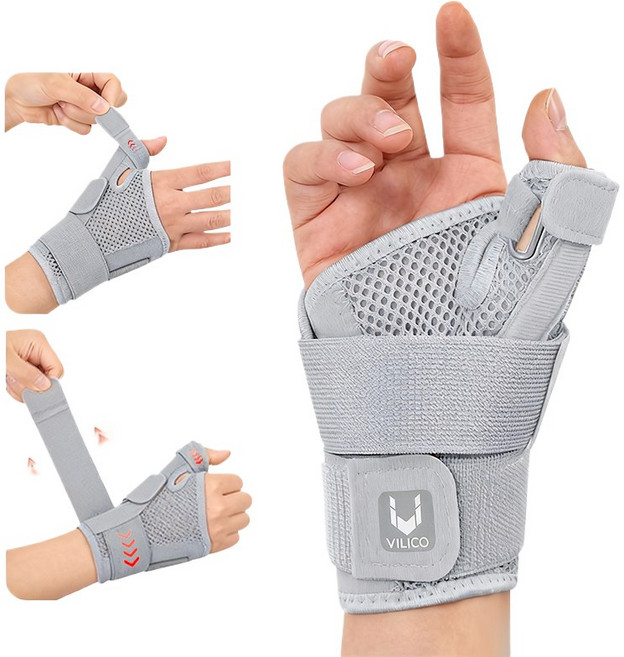 스포츠 손목 보호대 손가락 고정 손목 통기 밴드 엄지 보호 스트랩형 헬스 운동용, 그레이, 1개