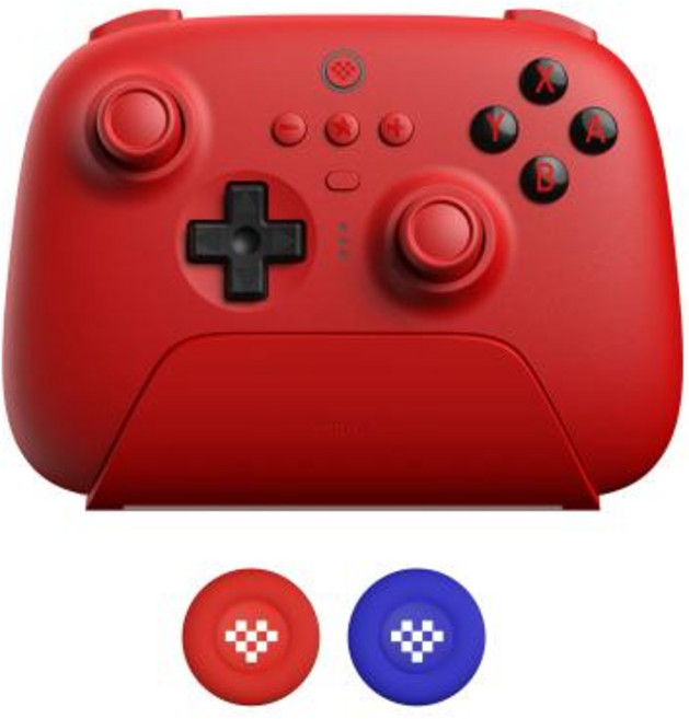 게임 컨트롤러 충전 도크가 있는 8Bitdo Ultimate Bluetooth 스위치 Windows PC용 홀 효과 감지 조이스틱이 무선 패드, 번들 1, Red, 1개