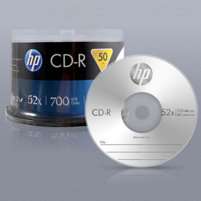 HP CD-R 52X 700MB 50p + 케익 트레이, 1개
