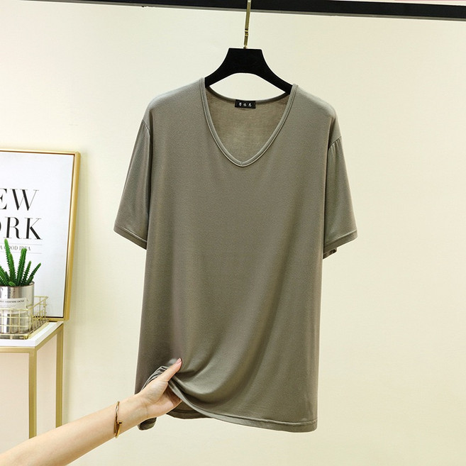 남여공용 빅사이즈 모달 브이넥 반팔 티셔츠 KX-2607