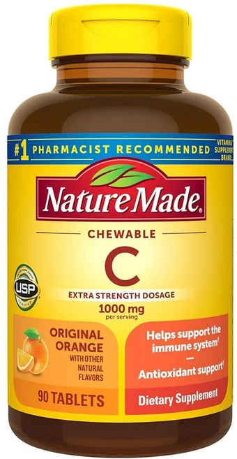 네이처메이드 비타민 C 1000mg 오렌지맛 츄어블 태블릿 90정, 1개 - 쿠팡