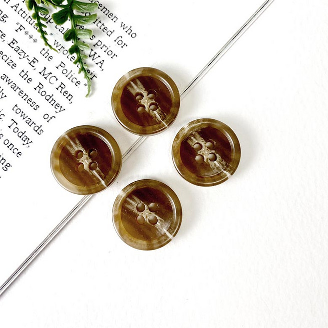 헤세드 8p)수지 버튼 남여 모직 트랜치 코트단추 정장단추, 8개, 연브라운, 18mm