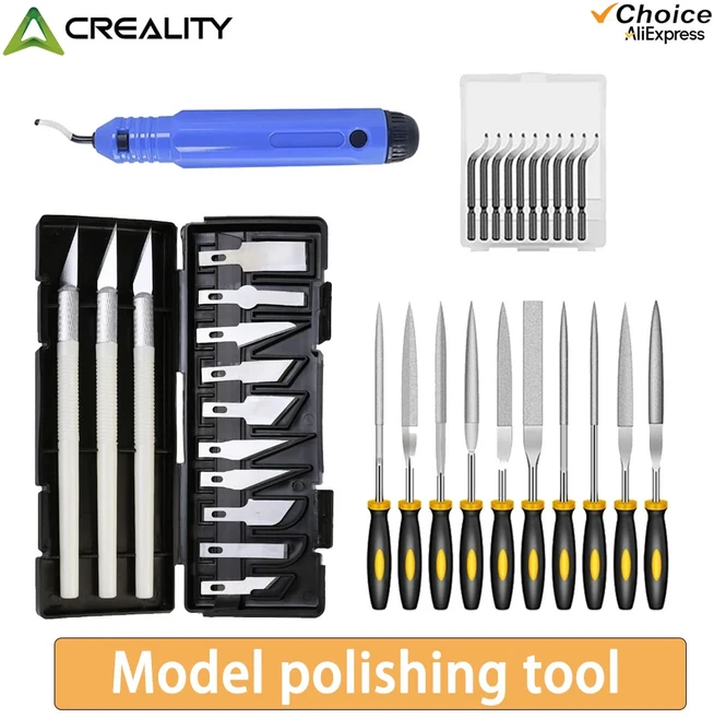 Creality FDM/SLA 3D 프린터 유지보수 툴 키트 – 노즐 클리너 스크래퍼 핀셋 줄 조각 도구 포함, 08 34-piece tool kit