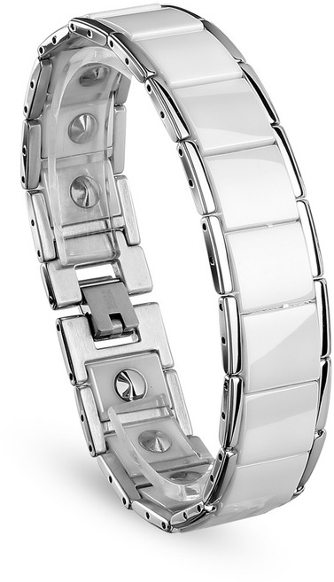 페이버 Z830 남성용 게르마늄팔찌 /폭 17mm 넓은 디자인 /이니셜 각인 화이트, 1개