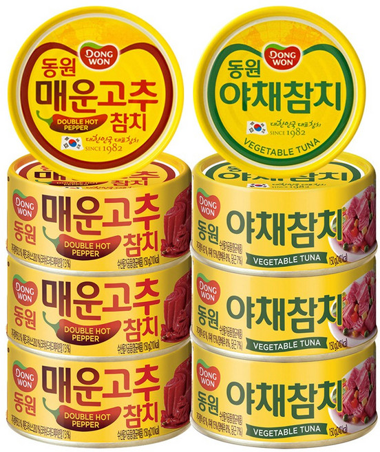 동원 참치 (매운고추 4P + 야채 4P), 8개, 150g