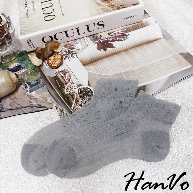 HanVo 短筒襪 超薄透膚花邊設計