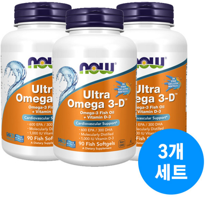 나우푸드 울트라 오메가3-D 600EPA 300DHA 피쉬 소프트젤, 90정, 3개