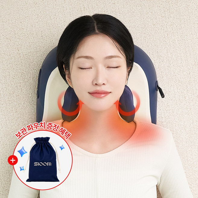[슬룸 정품] 슬룸 넥숄더 프로 초강력 목 어깨 마사지기 무선 온열 베개형 안마기, 1개