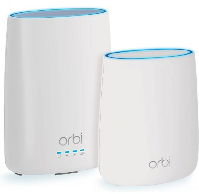 넷기어 오르비 내장 모뎀 및 WiFi 라우터와 4 000평방피트(AC2200) 이상의 속도로 최대 2.2Gbps의 단일 위성 익스텐더를 갖춘 전체 홈 메시 시스템(넷기어 내장), 넷기어 오르비 내장 모뎀 및 WiFi 라우터가 일체형