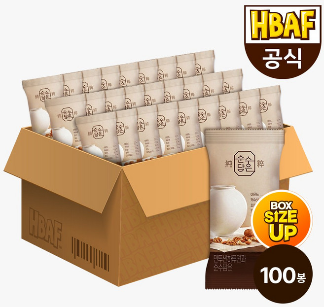 [HBAF] 바프 먼투썬 하루견과 순수담은 100봉 (20gX100봉), 20gX100개