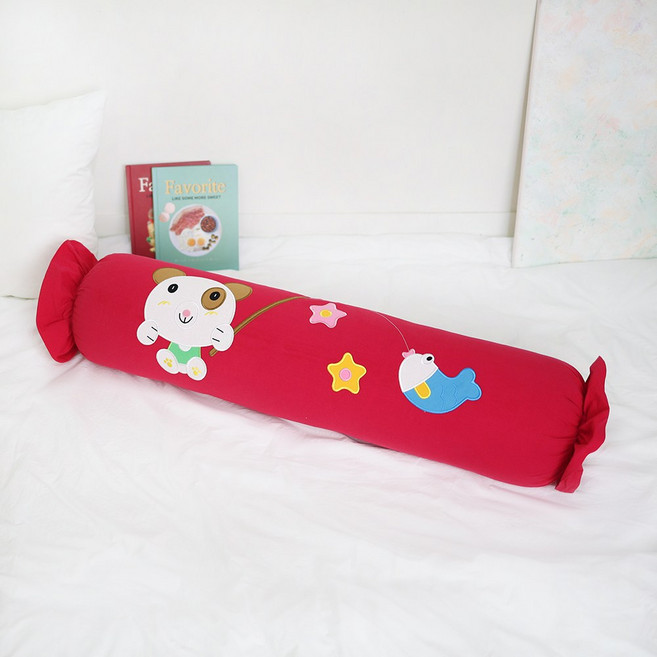 MMC몰 안고자는 긴베게 캐릭터 롱쿠션 곰낚시 사탕베게 바디필로우(솜미포함), 레드