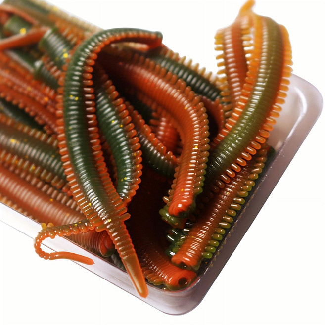 바이오닉 웜 낚시 루어세트 20개입, 1세트, 20g, 8cm 녹갈색