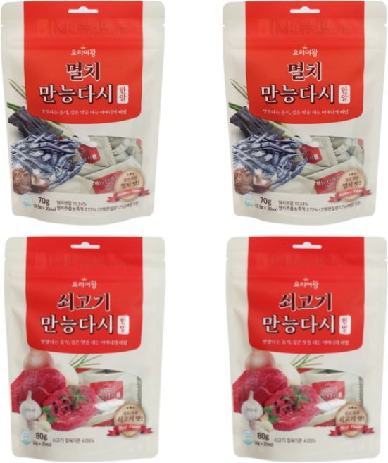 만능 쇠고기 멸치 다시다 코인 육수(소고기2팩 멸치2팩), 70g, 4개