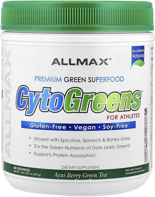 절실히 몸관리가필요한시기 ALLMAX CytoGreens 운동선수를 위한 프리미엄 그린 슈퍼 푸드 아사이베리 녹차 맛 535g(1.2lb) 프리미엄할인상품입니다, ALLMAXCytoGreens운동선수를위한프리미엄그린슈, 535g, 1개 - 쿠팡