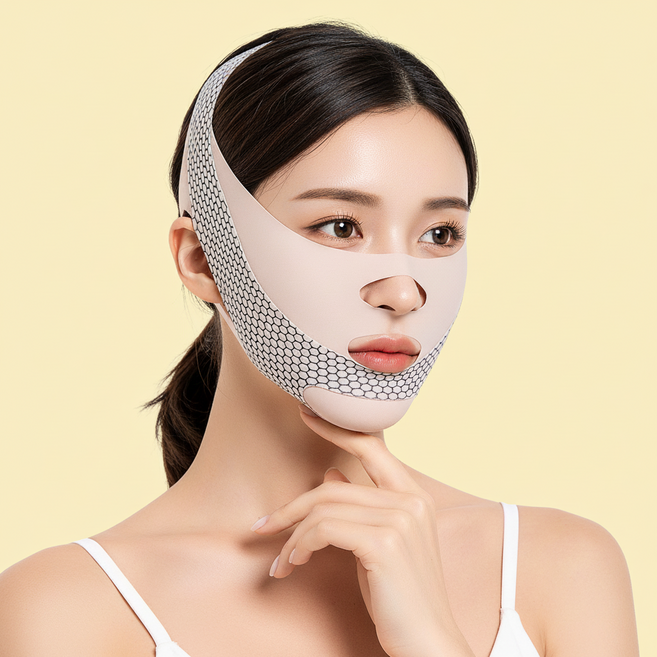 아미도스 편한 브이라인 얼굴 리프팅밴드, 1개, 분홍색