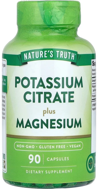 Nature's Truth Potassium Citrate Plus Magnesium 90 Capsules, Nature's Truth, Potassium Citr, 1개 - 쿠팡