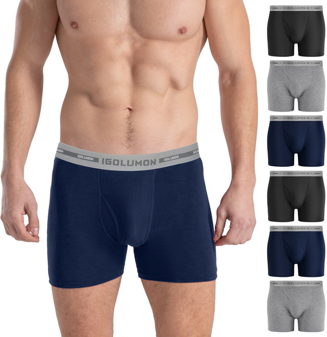 IGOLUMON 남성 드로즈 6종 세트 대나무 레이온 부드러운 남자 속옷 편안하고 통기성 좋은 드로즈