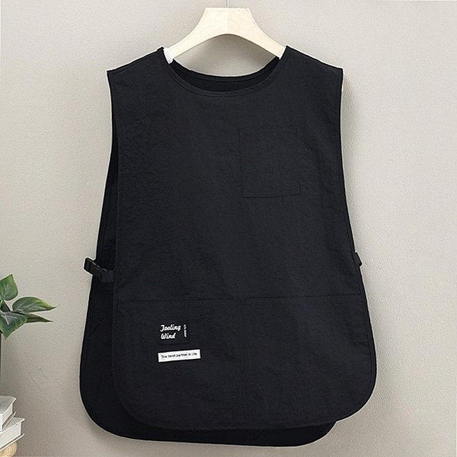 조끼 방수앞치마 무지 캠핑 카페앞치마 공방 어린이집 화방앞치마(기모 수면 양말 1켤레 포함), 매트 블랙, 1개