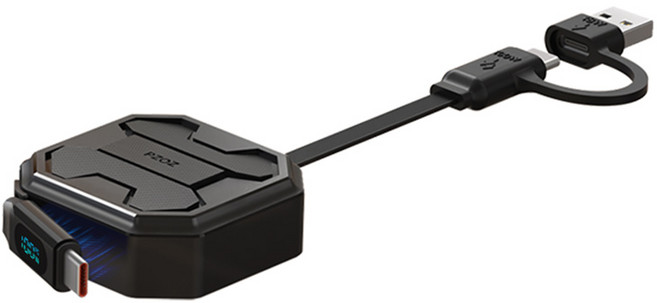 PZOZ 2in1 멀티 디스플레이 C to C타입 & L타입 PD 고속충전 릴케이블 호환 아이폰17/16/15/14, 1개, 블랙 C-C타입, 1.2m