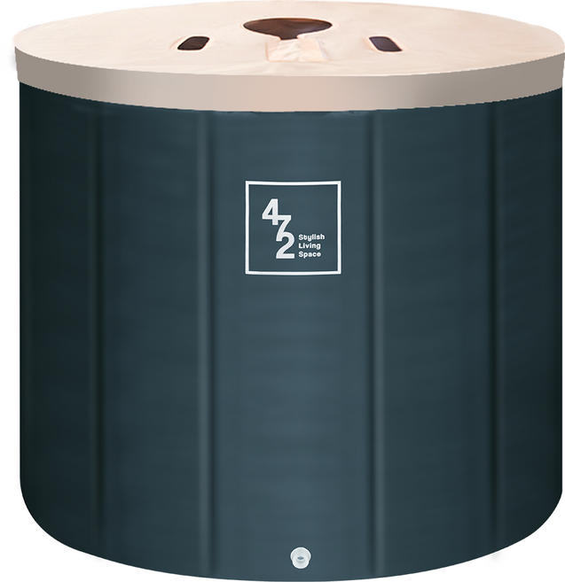 샵472 접이식 욕조 이동식 간이 원터치 덮개 포함, 1세트, 다크 그레이