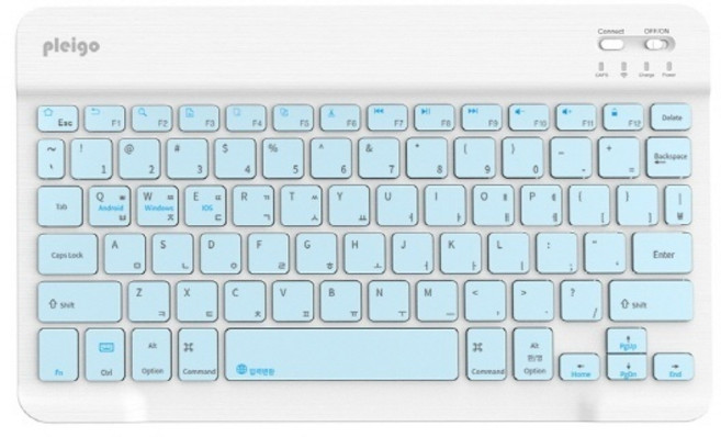 PLEIGO 무선 저소음 휴대용 파스텔 슬림 블루투스 키보드, 스카이, KB10
