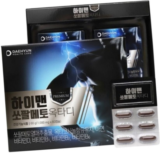 남성 전립선 건강 쏘팔메토 쏘팔 옥타코사놀 아연 영양제 60캡슐, 1개, 60정