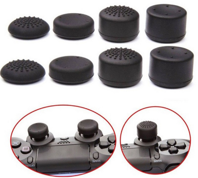 良值 PS5 PS4 SWITCH PRO 搖桿帽 蘑菇頭 保護套 增高帽 黑色 8件套組, 1個