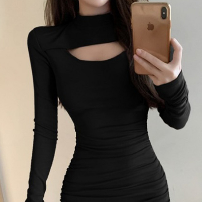 헤이비키 앞트임 슬리밍 긴팔 섹시 원피스