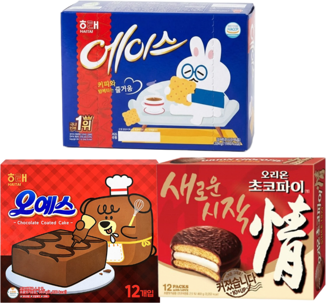 사무실 과자 세트 (에이스364g + 오예스360g + 초코파이468g), 1개