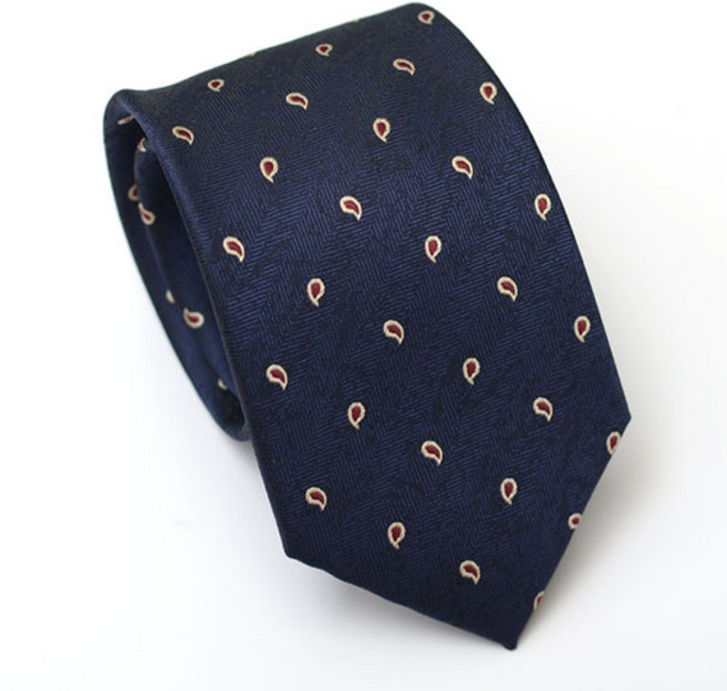 수동 8센치 페이즐리 네이이 넥타이