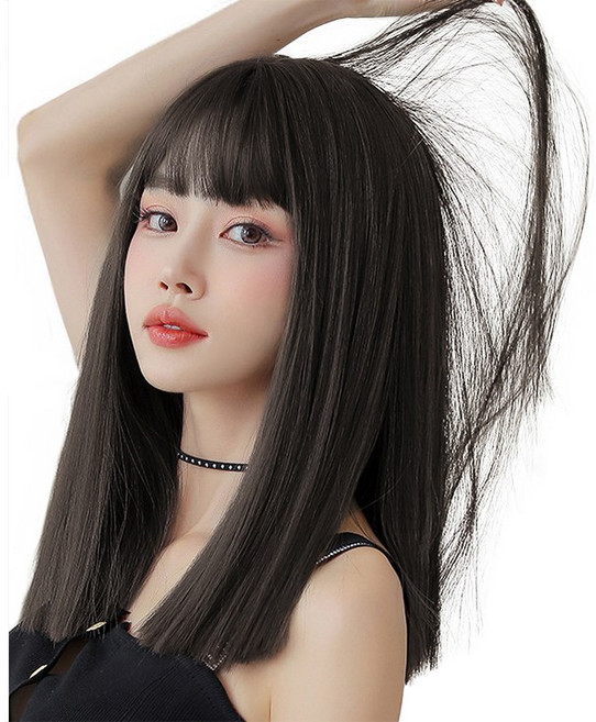 이쁘다샵 가발위드 긴머리 스트레이트 패션 여성 통가발 모던데이, 네추럴블랙, 1개