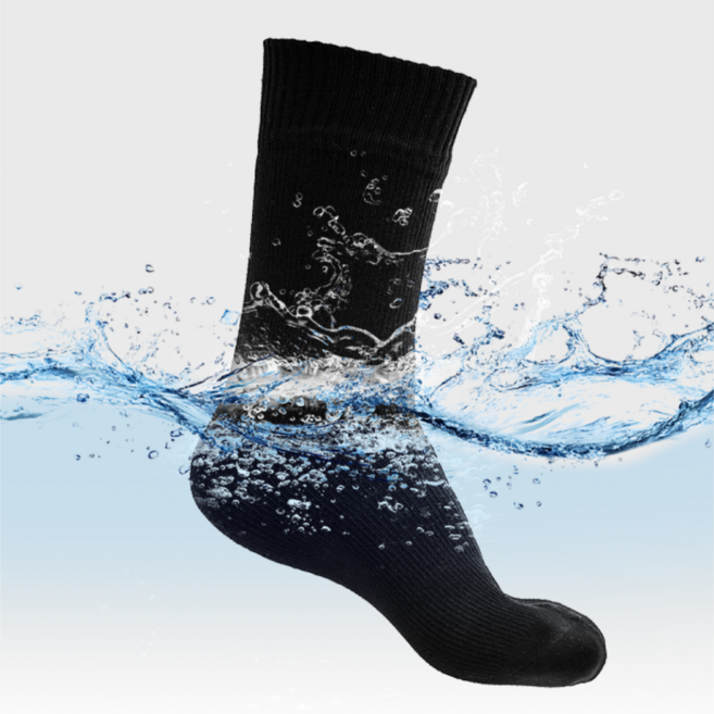 도톰한 3중 방수 장목 양말 검정 캠핑 스포츠 덱셀 보온 기능, M, 1개
