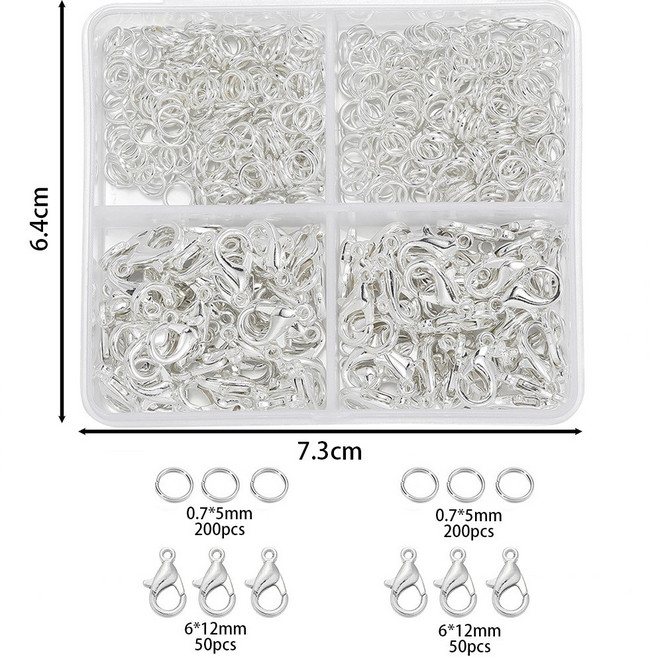 (랍스터고리+오링) 대용량 악세사리 부자재 4칸, 화이트, 1개