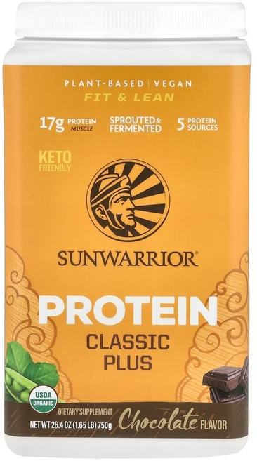 썬워리어 프로틴 클래식 플러스 식물 기반 초콜릿 750g(1.65lb), 1개, 750g - 쿠팡