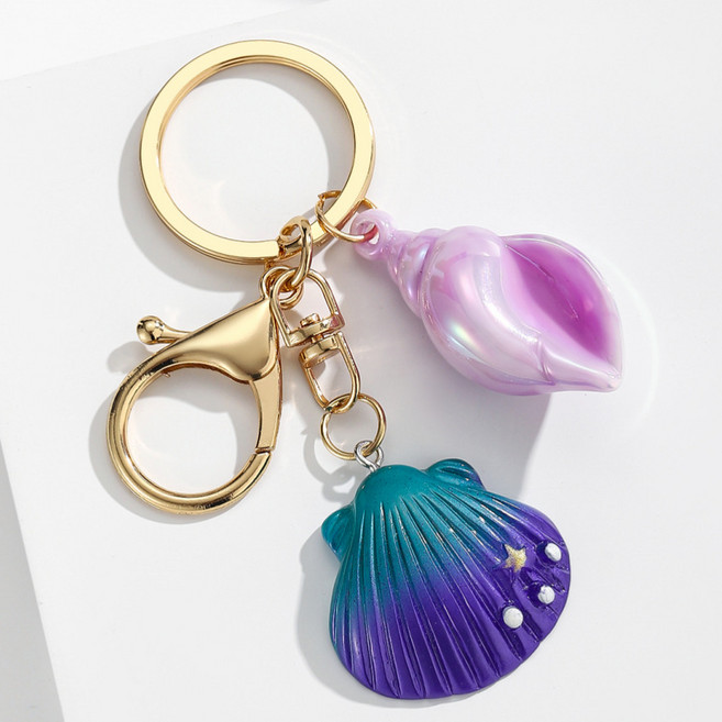 치프몰 조개껍질 열쇠고리 키링 가방고리, 1개, 보라색