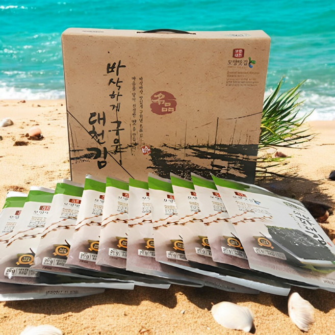 바삭하게 구운 소문난 대천 파래 김 전장김 10봉 세트 할아버지 할머니 아기 반찬, 10개, 20g