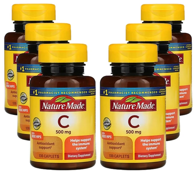 네춰메이드 로즈힙 함유 비타민 C 타임 릴리스 500mg 130정 6팩 - 쿠팡