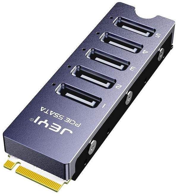 JEYI NVMe M.2 to Sata 어댑터 방열판 포함 내부 5 포트 비 RAID SATA III 6GB/s M.2 NVMe 어댑터 카드 NAS 서버 데스크탑 PC용