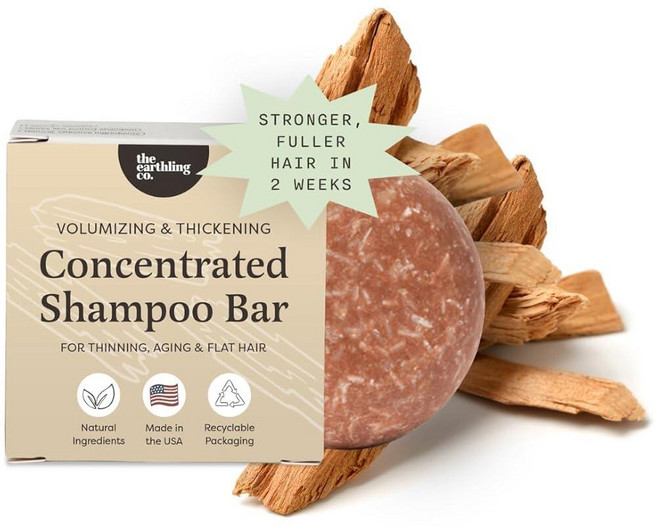 The Earthling Co. 샴푸 바 - 모발 성장 촉진 모든 모발 유형 강화 및 볼류마이즈 - 건조한 모발을 위한 천연 비건 성분이 함유된 파라벤 및 황산염 프리 포뮬러, 스위트 샌들우드