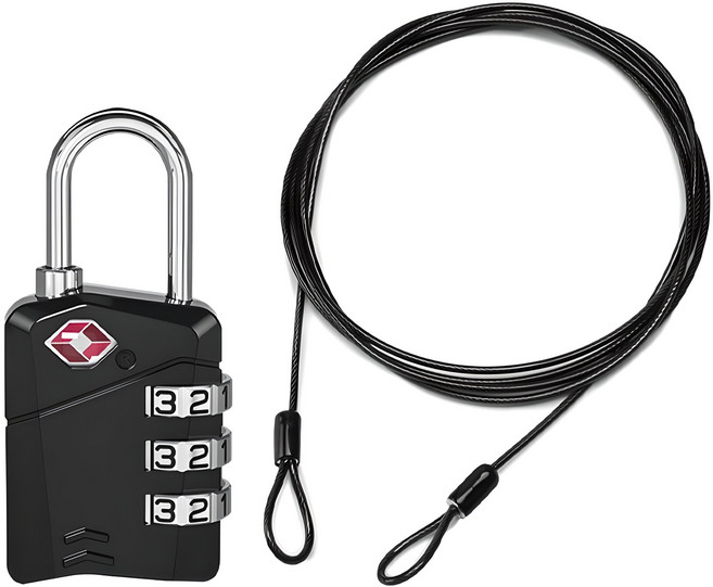 랑고 캐리어 잠금장치 TSA 자물쇠 + 와이어 세트