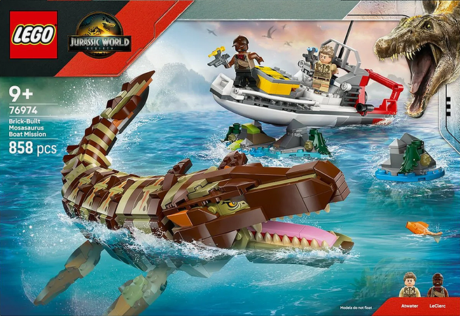 레고 쥬라기월드 76974 브릭 조립식 모사사우루스 보트 미션, 혼합색상, 1개
